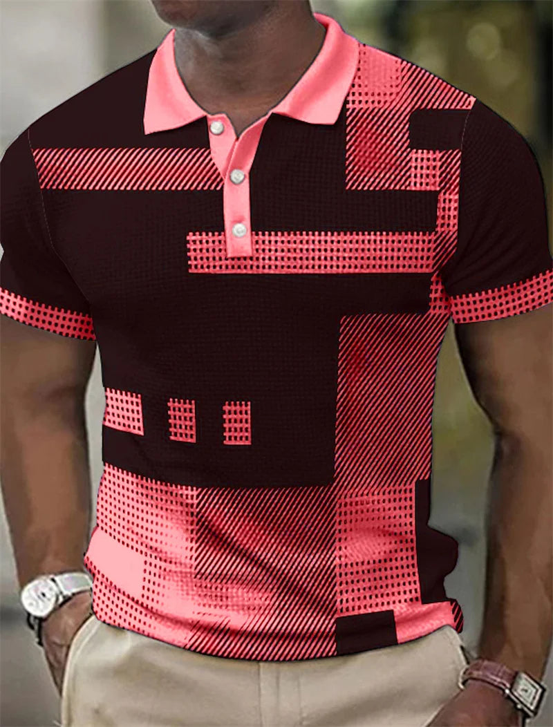 Delbert | Polo Shirt With Geometric Contrast Print