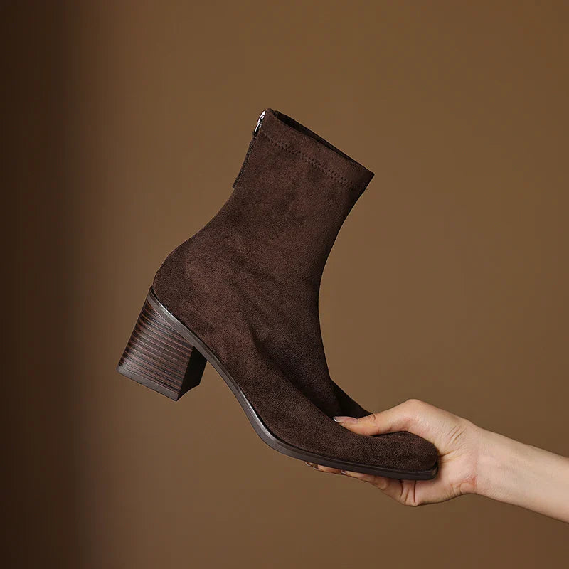 Sheley - Pointed Toe Block Heel Ankle Boots