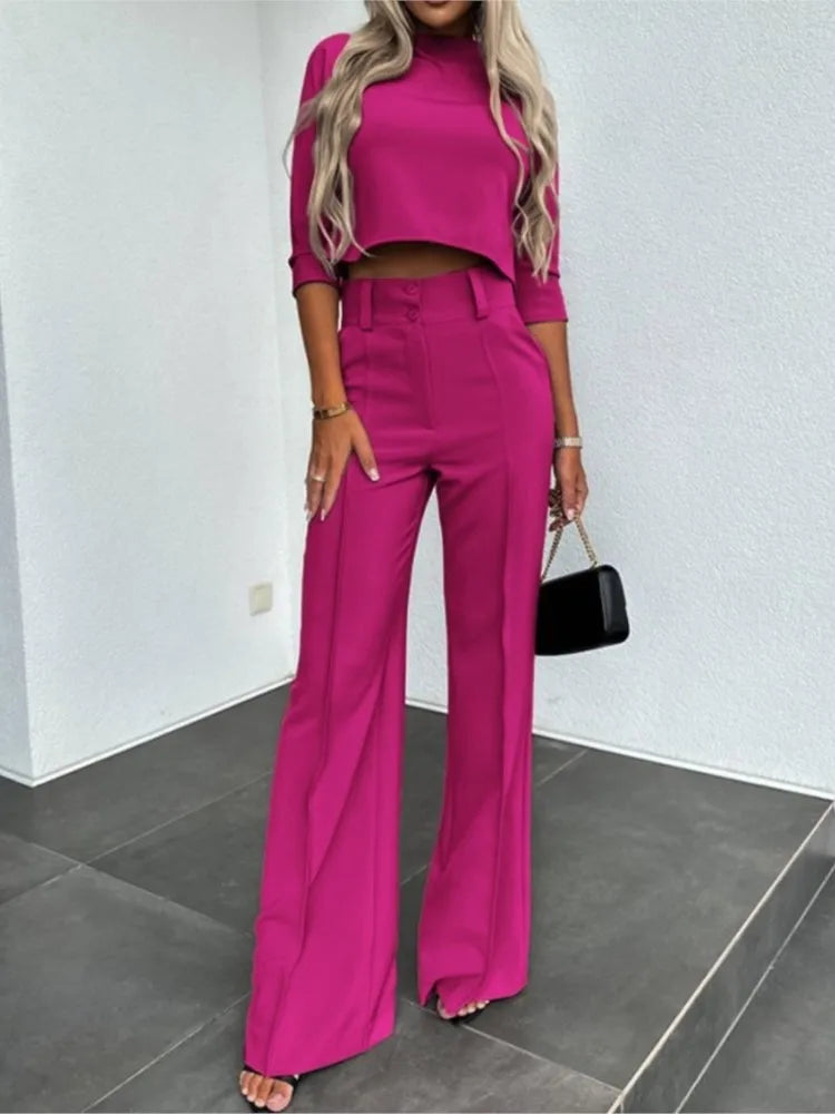 Noliya | Wide Leg Trouser and Crop Top Set