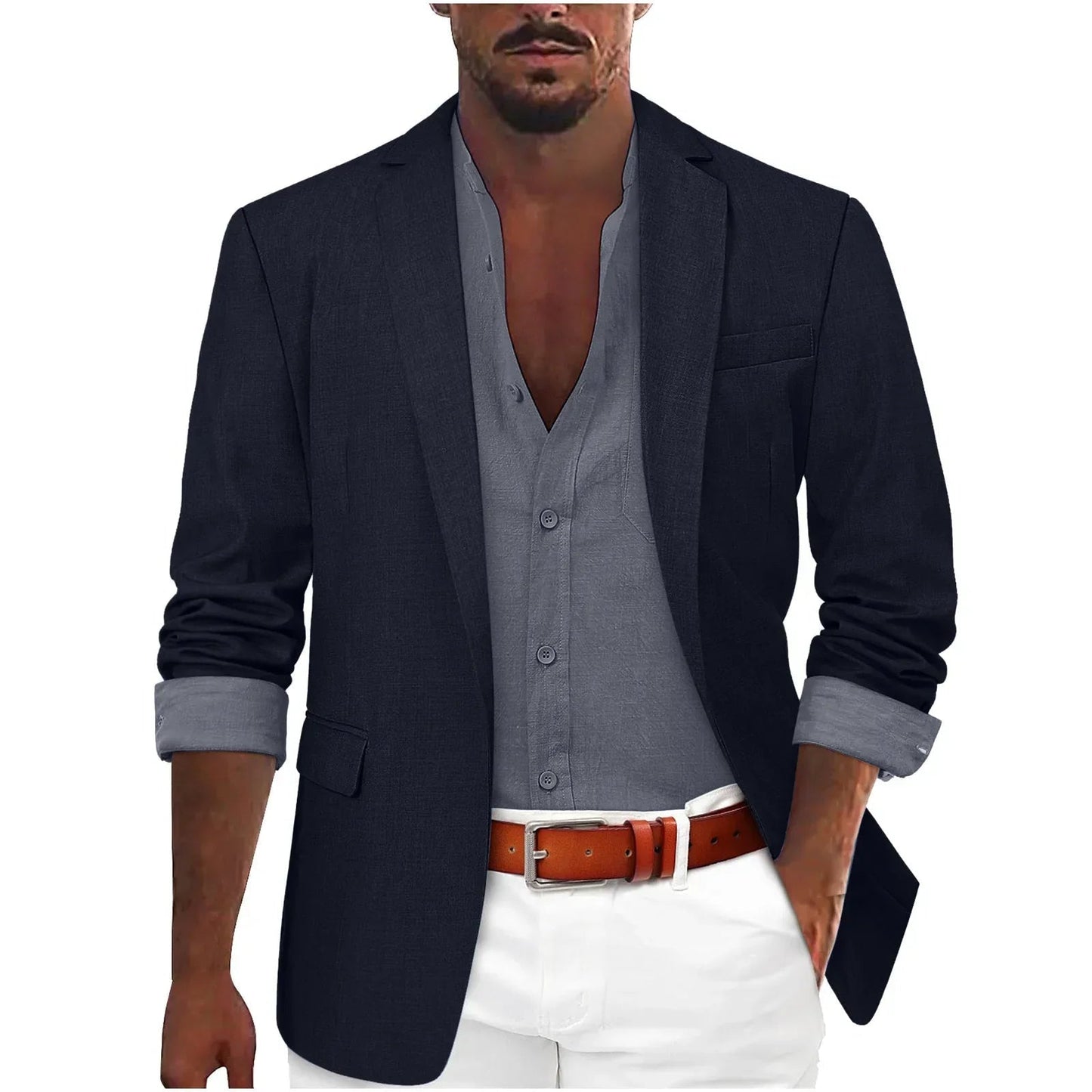 Alanzoka | Blazer Notch Lapel Single-Breasted Jacket