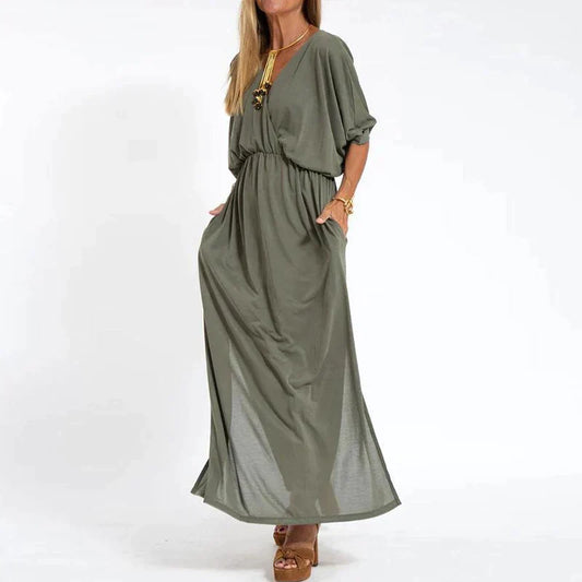 Vesna | V Neck Maxi Dress Elastic Waist
