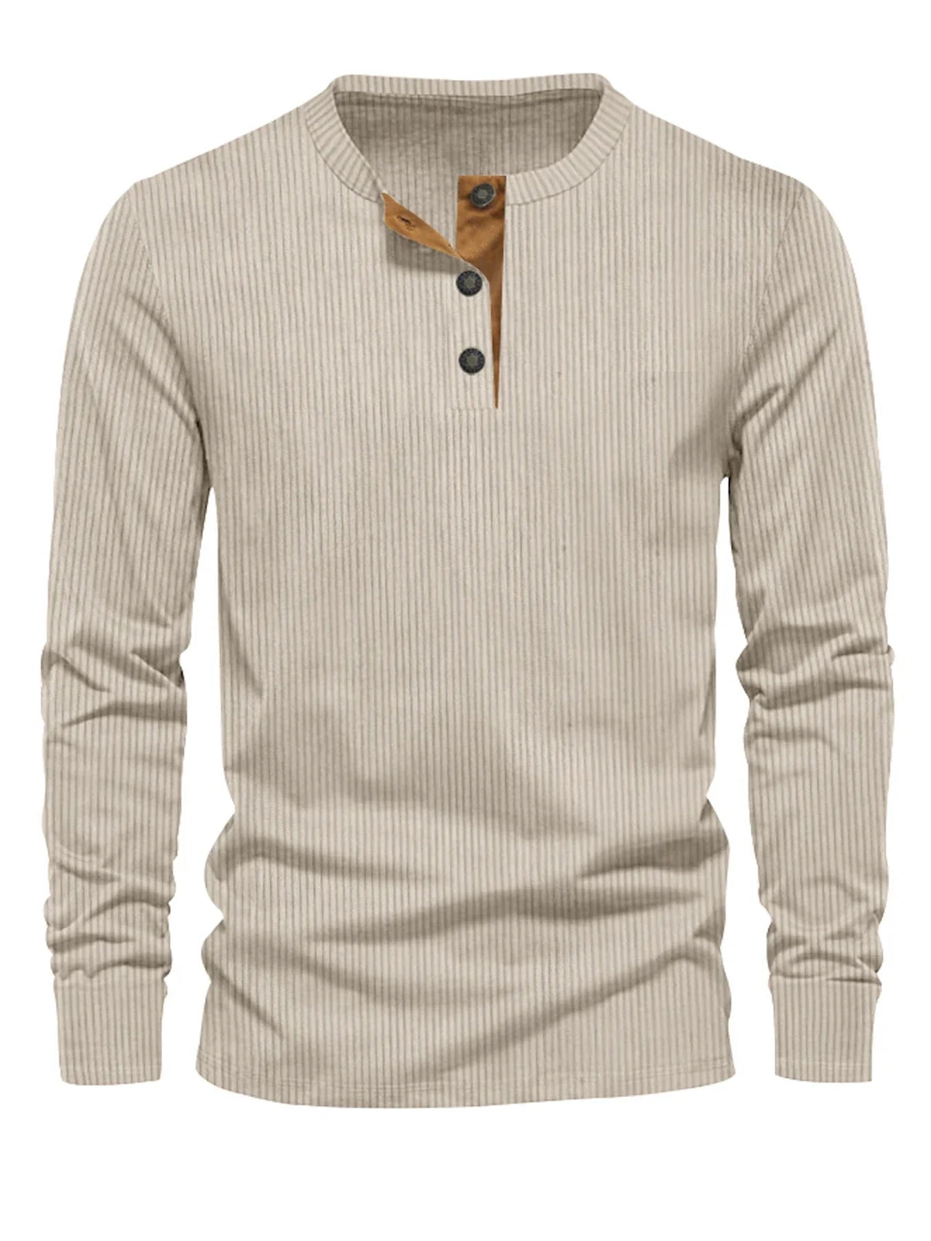 Erasto | Ribbed Long-Sleeve Henley Neck Top