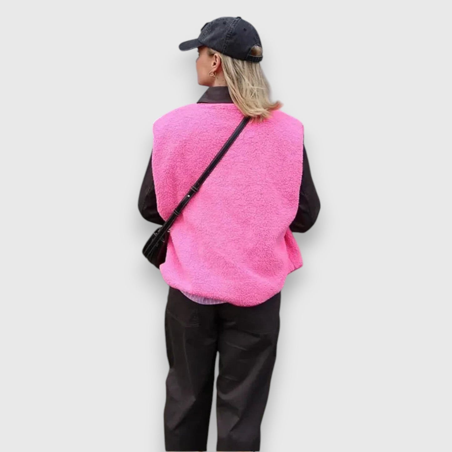 Cheryl | Sleeveless Button Front Fleece Vest