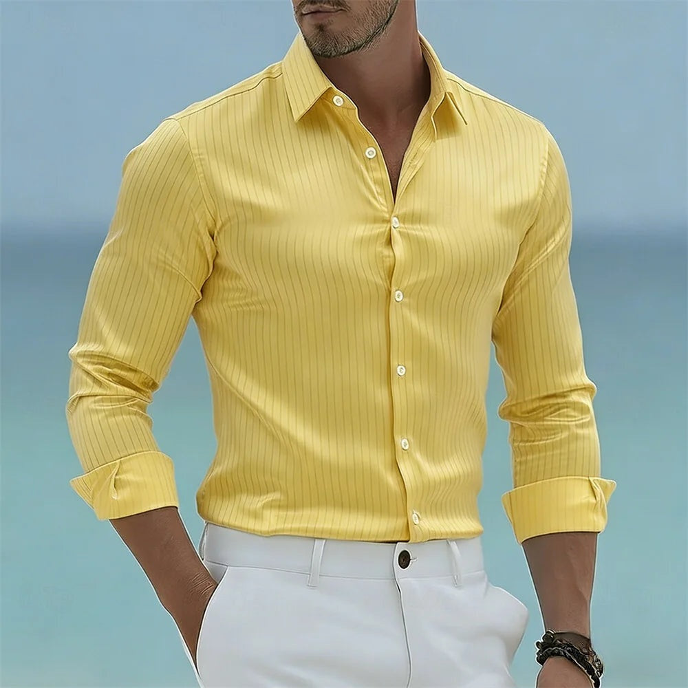 Kausan | Striped Long Sleeve Button Shirt