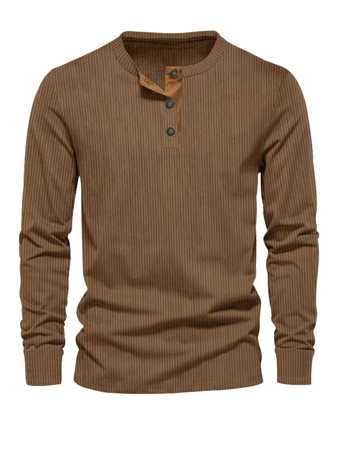 Erasto | Ribbed Long-Sleeve Henley Neck Top