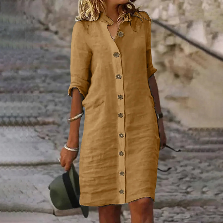 Hannika | Button Front Shirt Dress