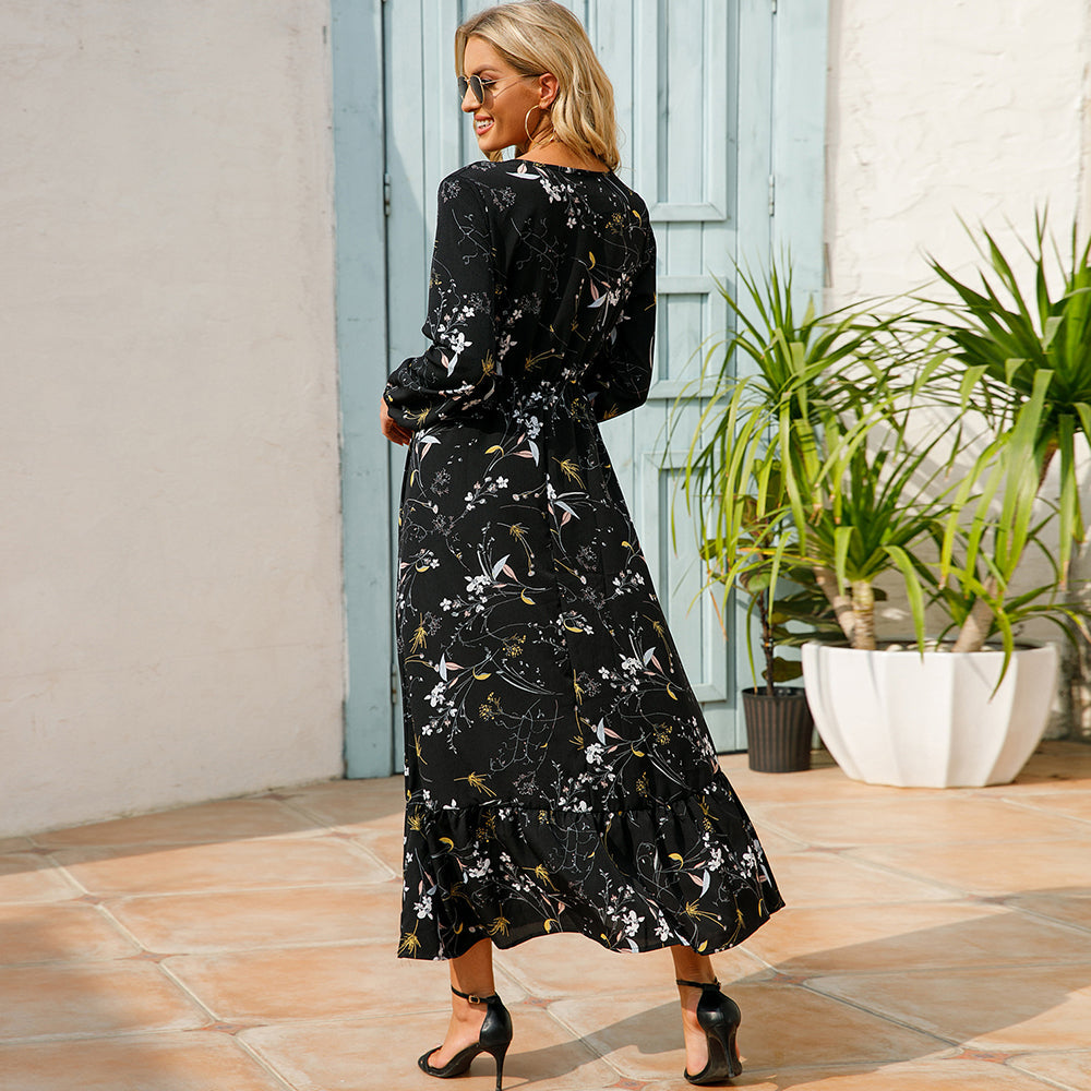 Trisha | Floral Print Maxi Dress Long Sleeves