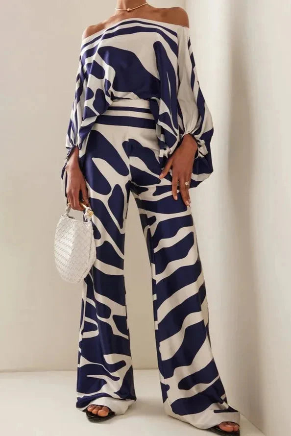 Florine | Two Piece Printed Wide Leg Trouser Set
