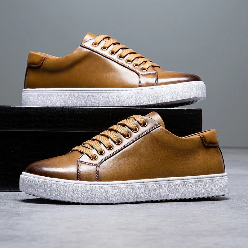 Leonell | Leather Lace-Up Low-Top Trainers