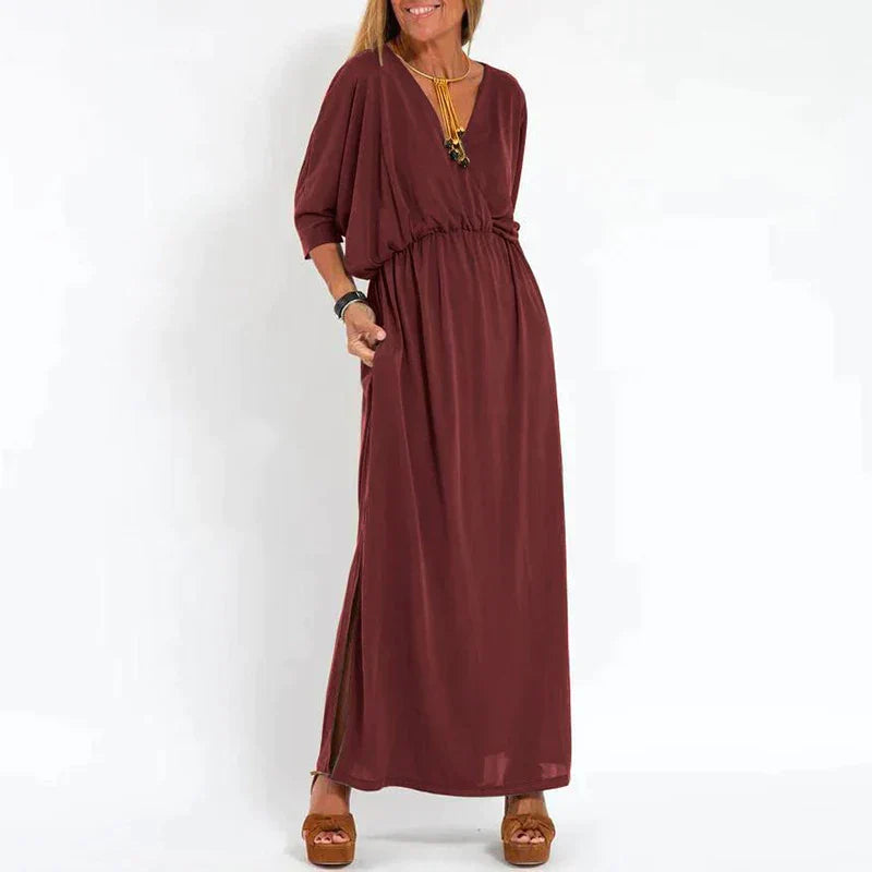 Vesna | V Neck Maxi Dress Elastic Waist