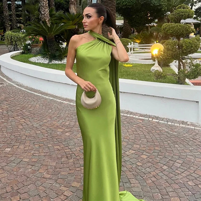 Lucila - Halter Neck Draped Maxi Dress
