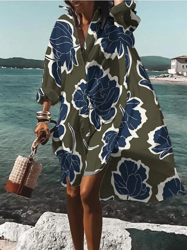Calogera | Loose Fit Printed Shirt Dress