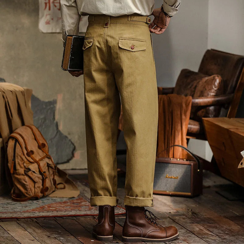 Inglis | Pleated Straight Leg Casual Trousers