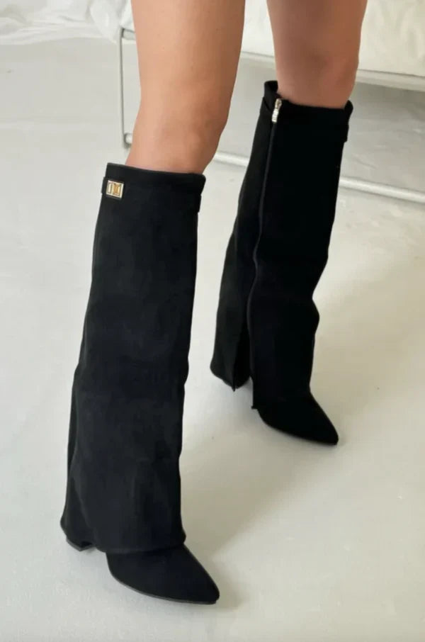 Terrie | Knee-High Boots Pointed Toe Buckle Detail