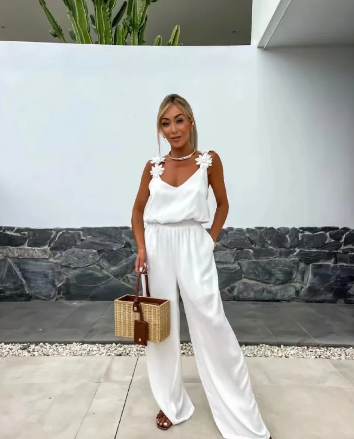 Melli | Floral Strap Wide Leg Jumpsuit