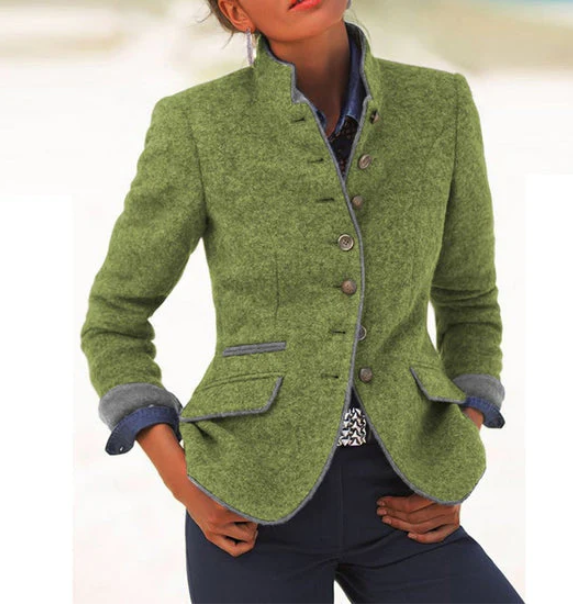 Nysha | Blazer Stand Collar Button Front Tailored Fit