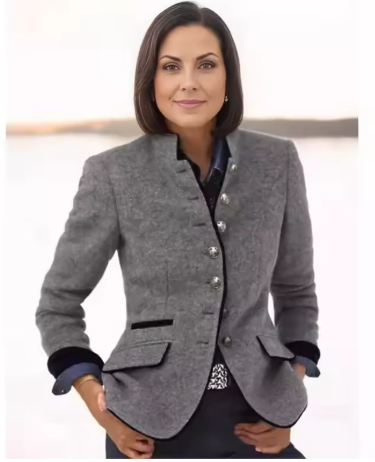 Nysha | Blazer Stand Collar Button Front Tailored Fit