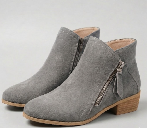 Arely | Ankle Boots with Side Zipper and Block Heel