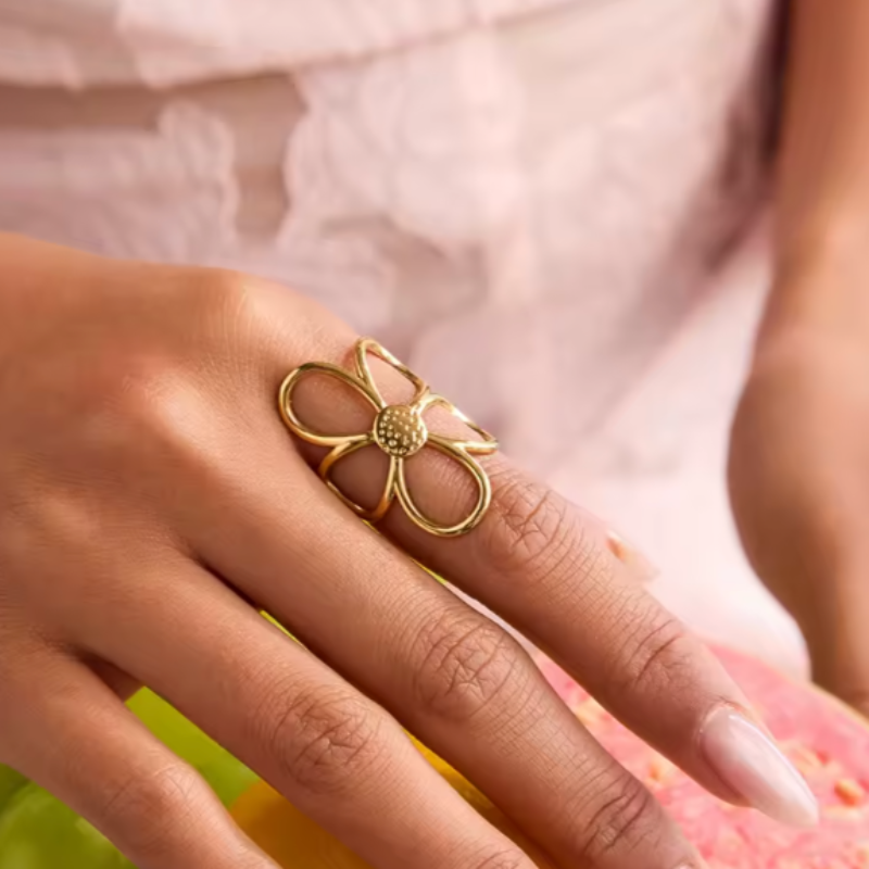 Meloni | Adjustable Daisy Flower Open Ring