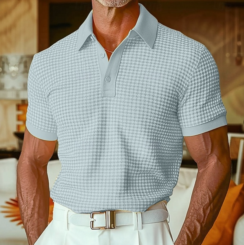 Neyton | Checked Short Sleeve Polo Shirt