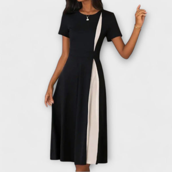 Elyse | Colour Block Midi Dress Short Sleeves