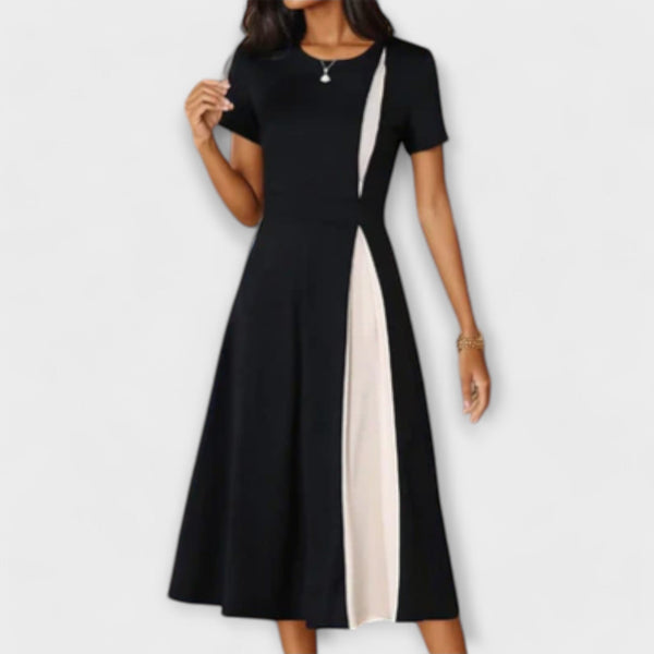 Elyse | Colour Block Midi Dress Short Sleeves