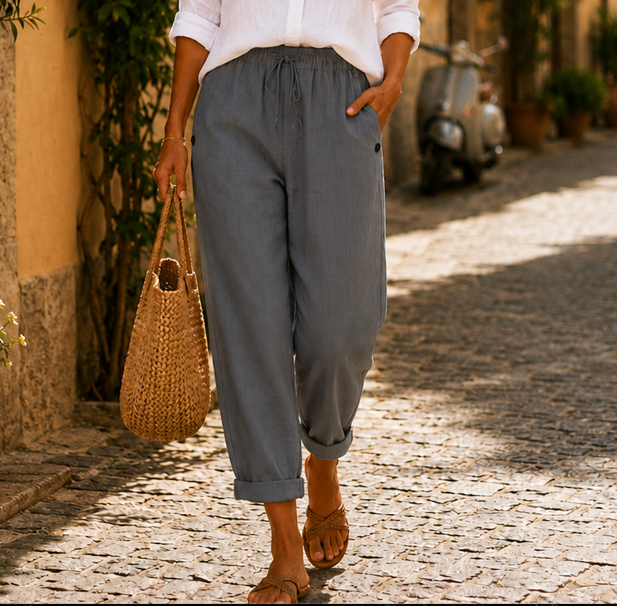Pillina | Trousers With Drawstring Waist And Rolled Cuffs