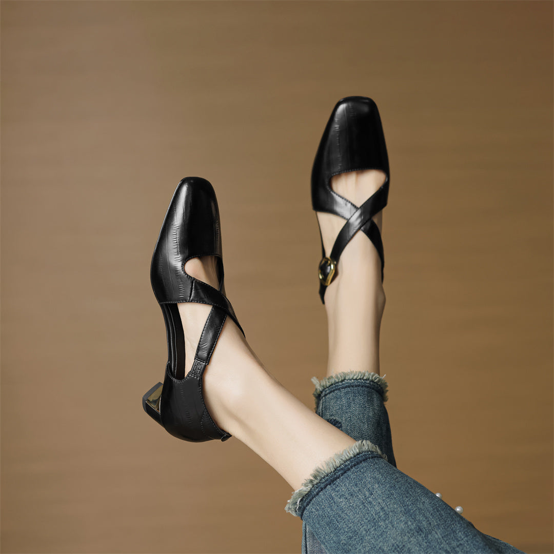 Malena | Block Heel T Strap Mary Jane Shoes