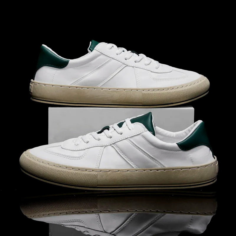Zimo - Low Top Lace Up Contrast Heel Sneakers