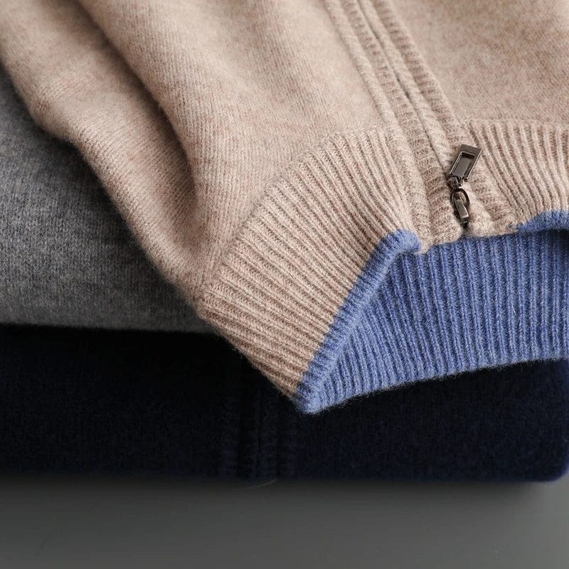 Corbin | Zip Front Stand Collar Knit Cardigan