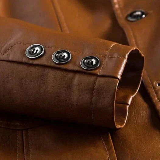 Heinz | Vintage Style Button Leather Blazer