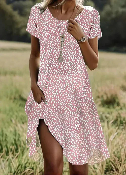 Giovana - Floral Print Short Sleeve Midi Dress