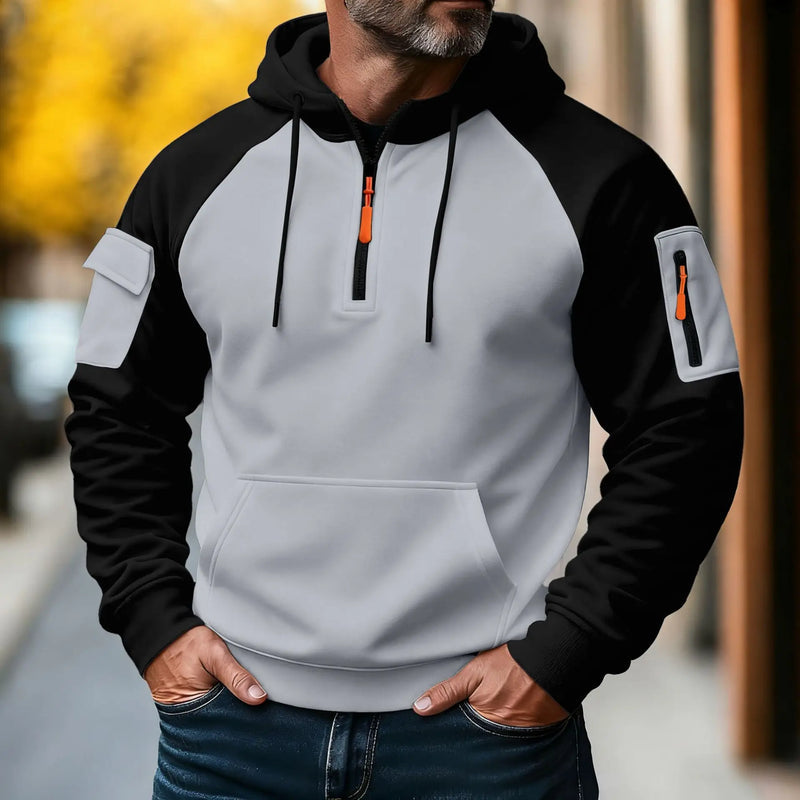 Nachman | Hooded Quarter Zip Pullover Sweatshirt