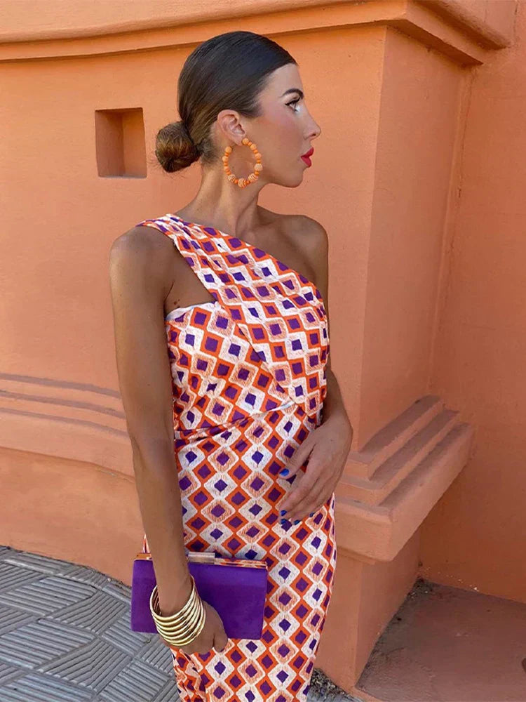 Svetlena | One-Shoulder Printed Maxi Dress
