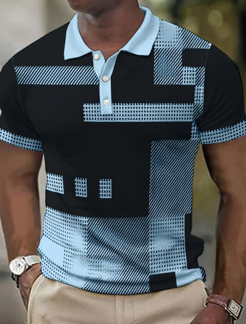 Delbert | Polo Shirt With Geometric Contrast Print