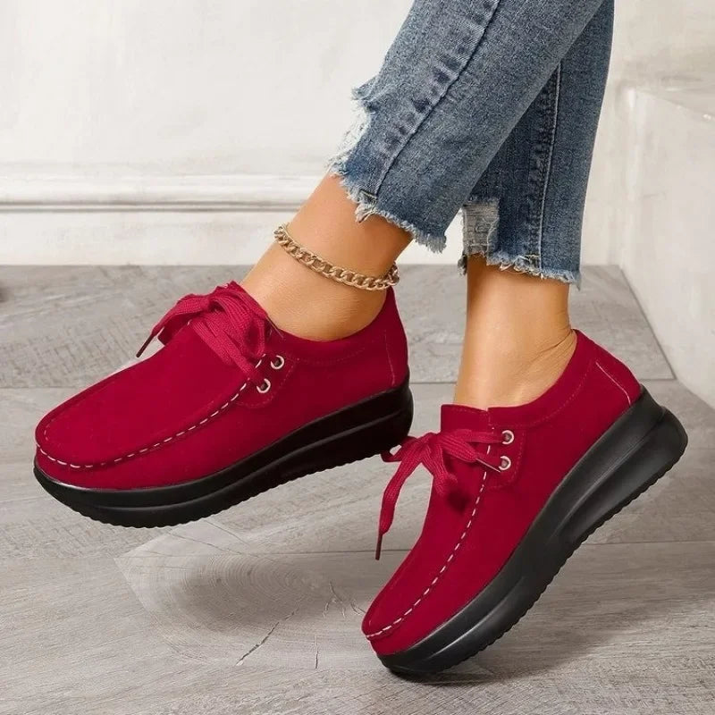 Tonja – Lace Up Suede Style Comfort Shoes