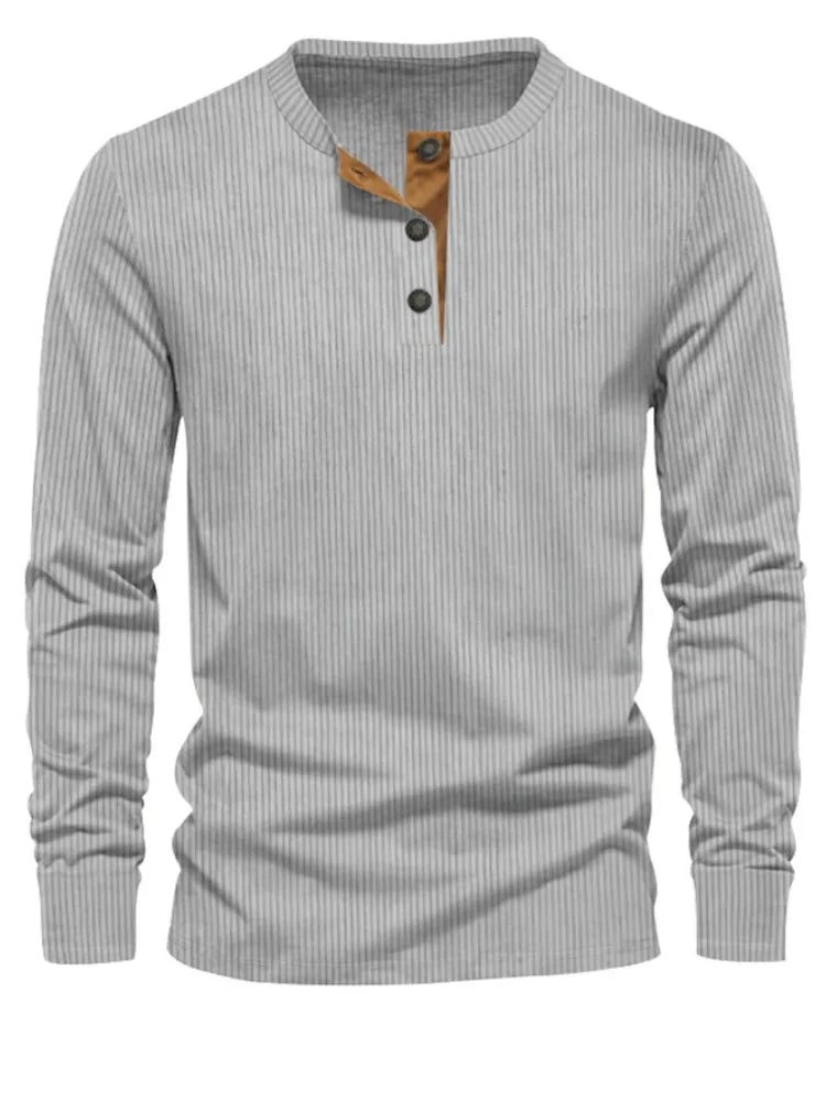 Erasto | Ribbed Long-Sleeve Henley Neck Top