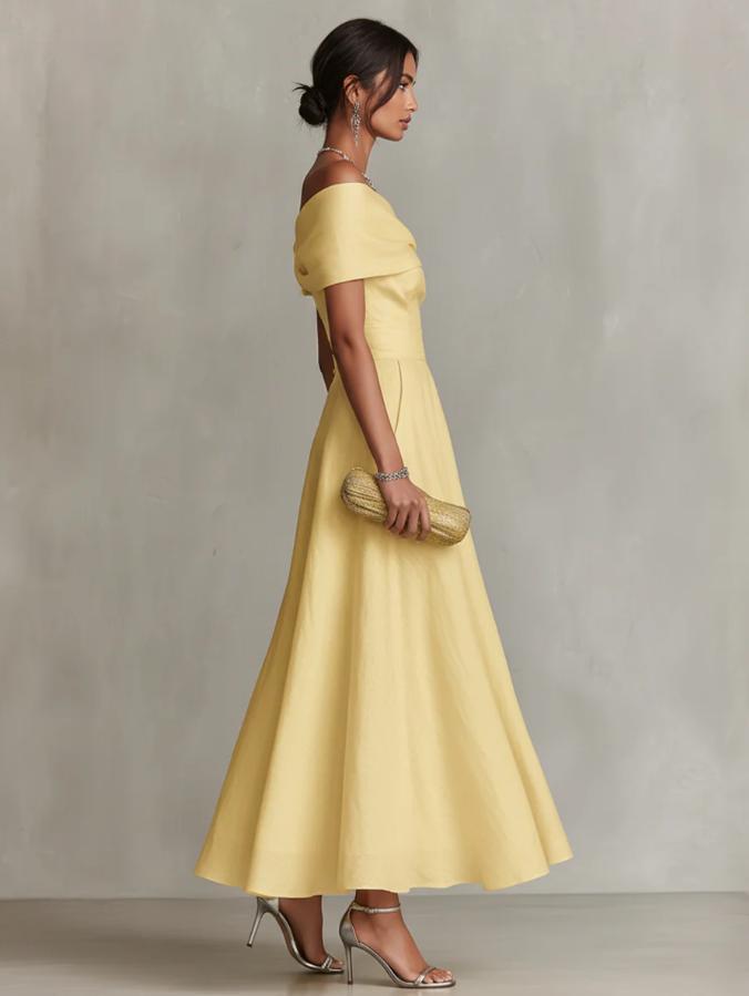 Nermin | Midi Dress Off-Shoulder Flared Design