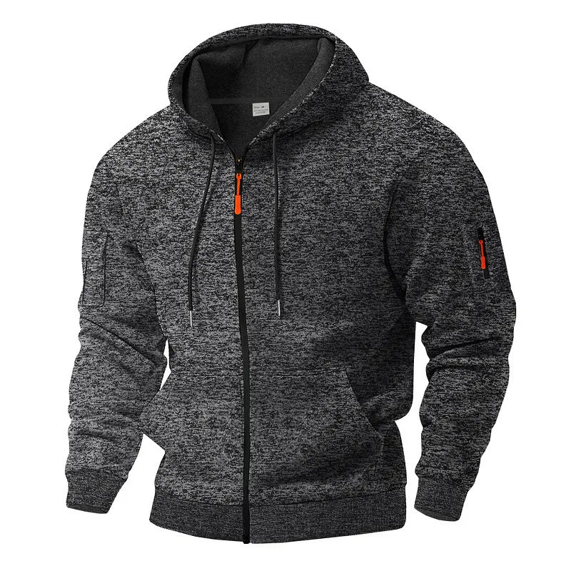 Jesson | Zip Up Hooded Marl Knit Hoodie