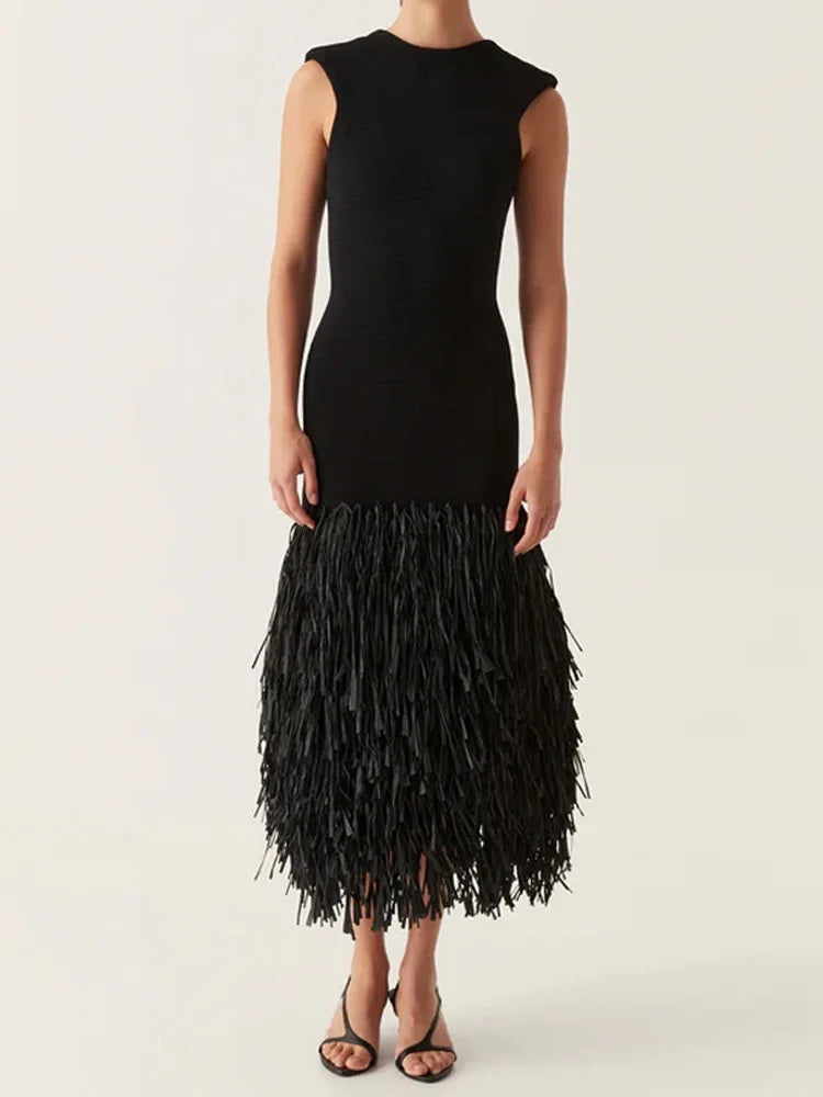 Ana | Long Fringed Hem Sleeveless Maxi Dress