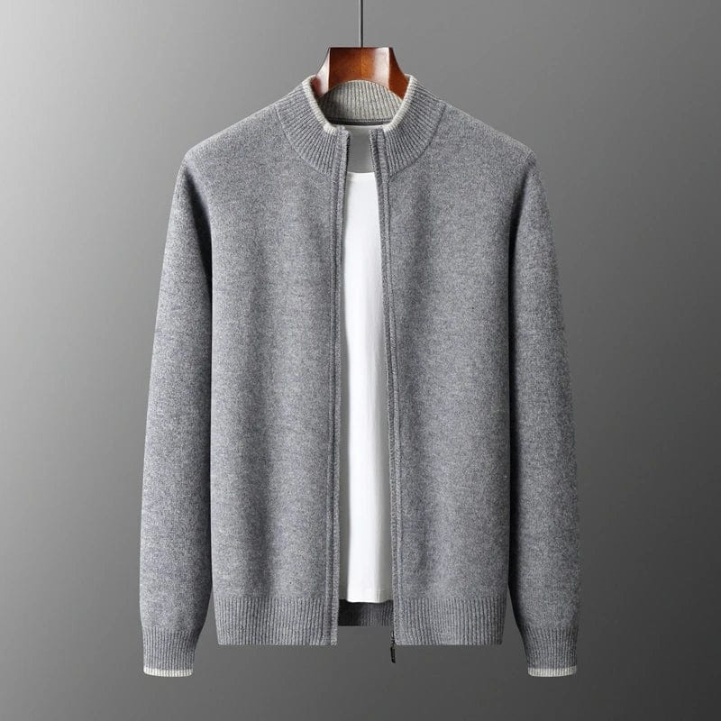 Corbin | Zip Front Stand Collar Knit Cardigan