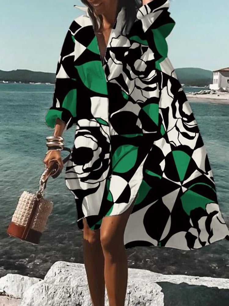 Calogera | Loose Fit Printed Shirt Dress