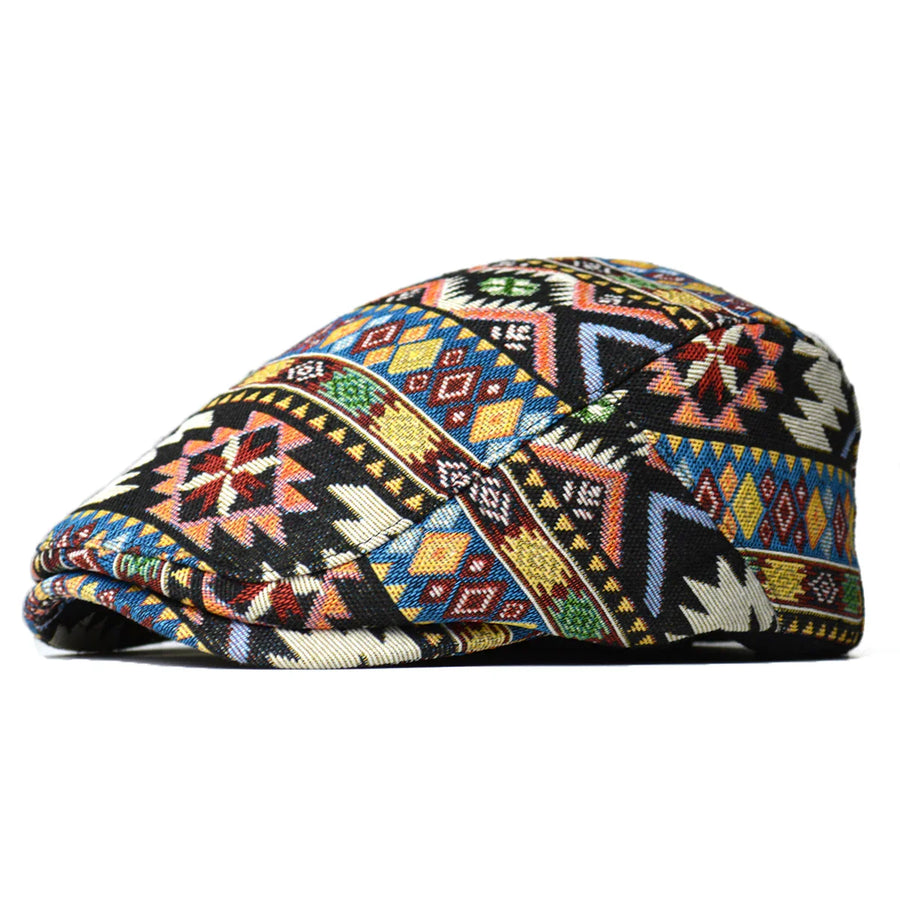 Juraj | Aztec Print Flat Cap