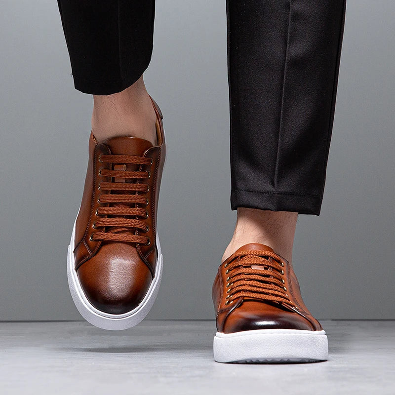 Leonell | Leather Lace-Up Low-Top Trainers