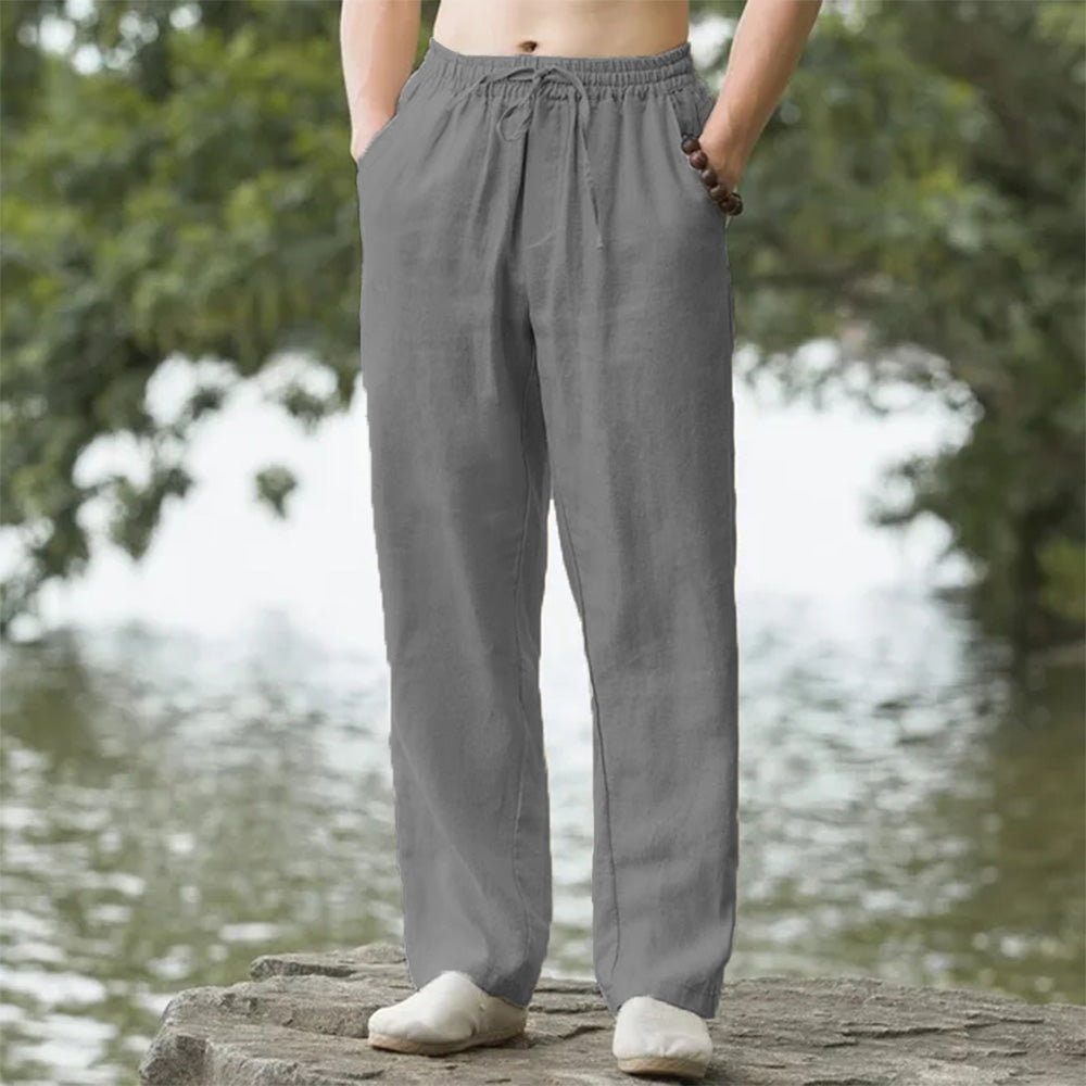Ethan | Loose Drawstring Linen-Style Summer Trousers