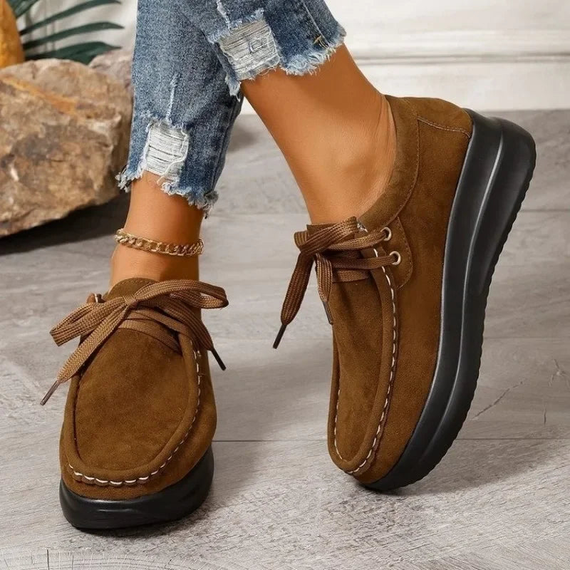 Tonja – Lace Up Suede Style Comfort Shoes