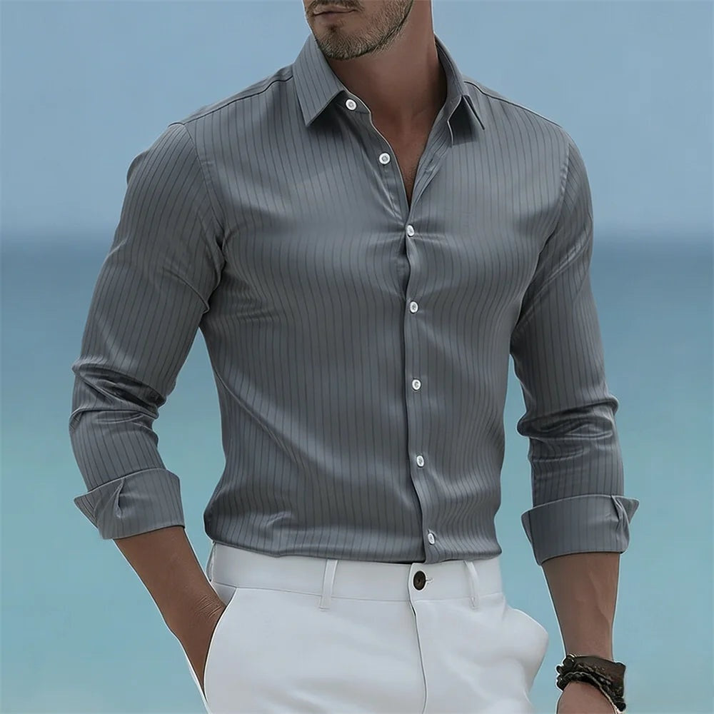 Kausan | Striped Long Sleeve Button Shirt