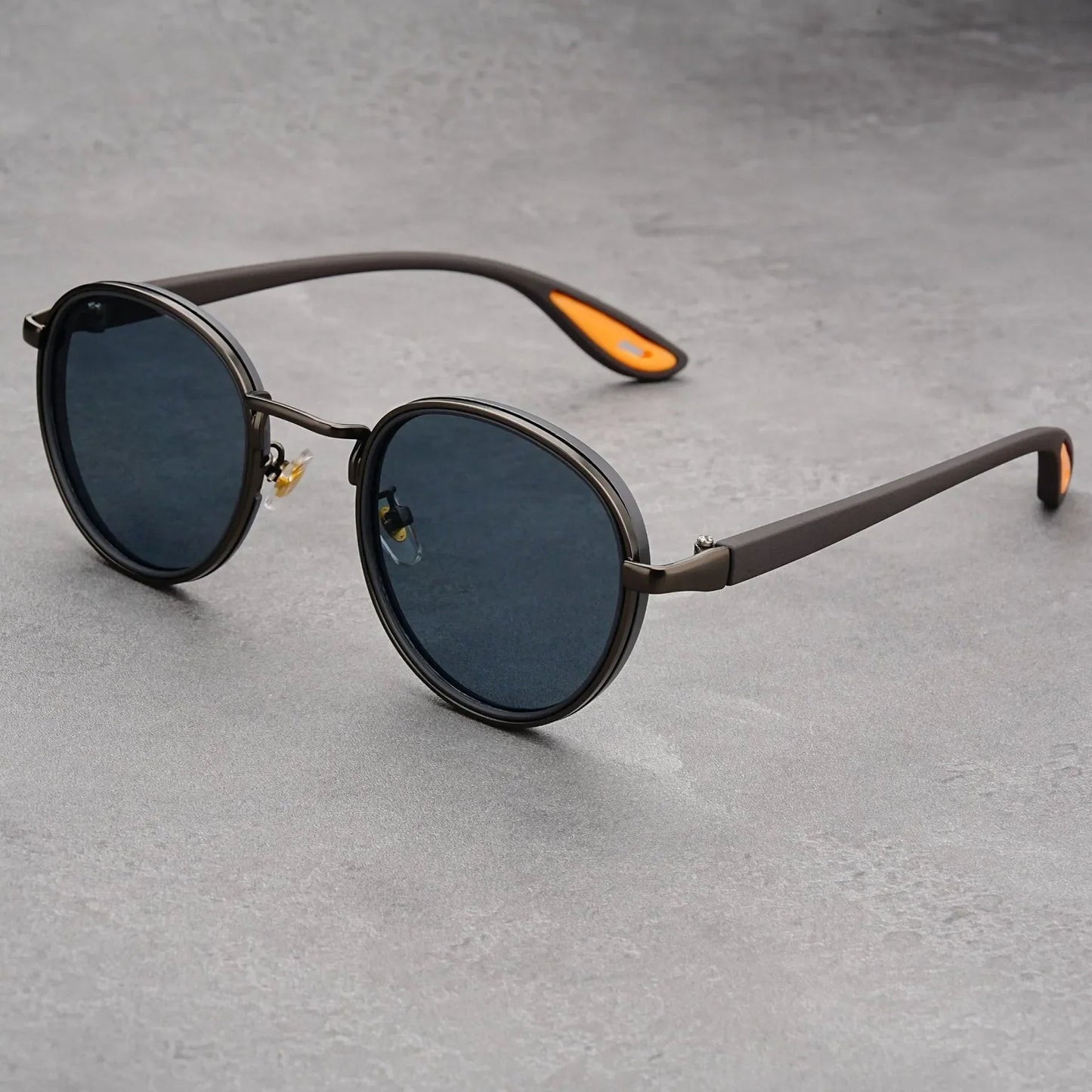 NoirGlow | Round Double Bridge Mens Sunglasses