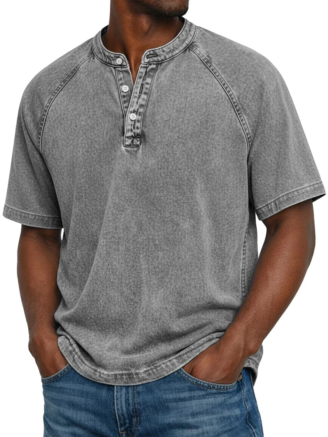 Misael | Short Sleeve Henley Neck T Shirt
