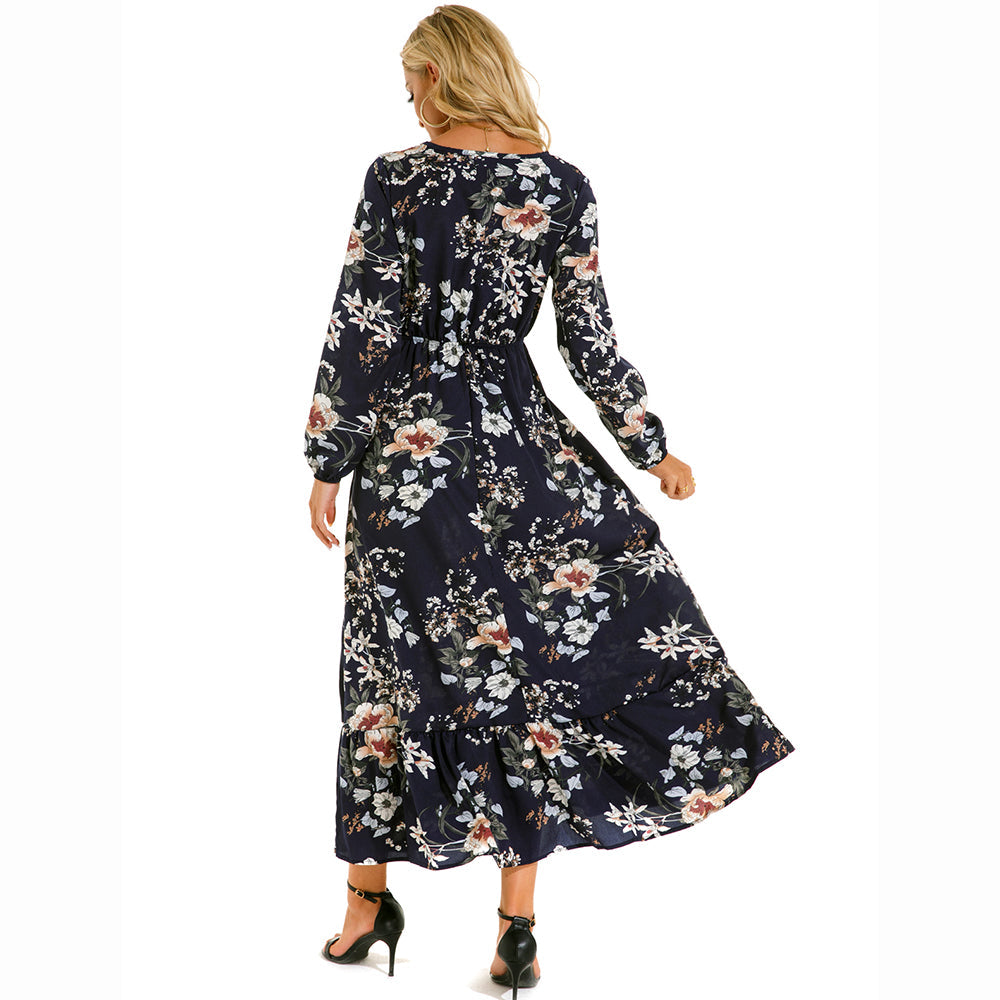 Trisha | Floral Print Maxi Dress Long Sleeves